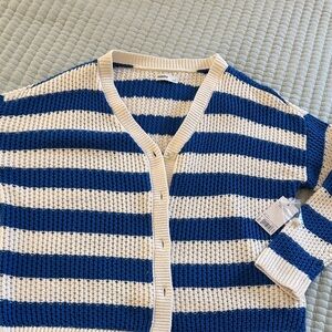 NWT blue & white cardigan